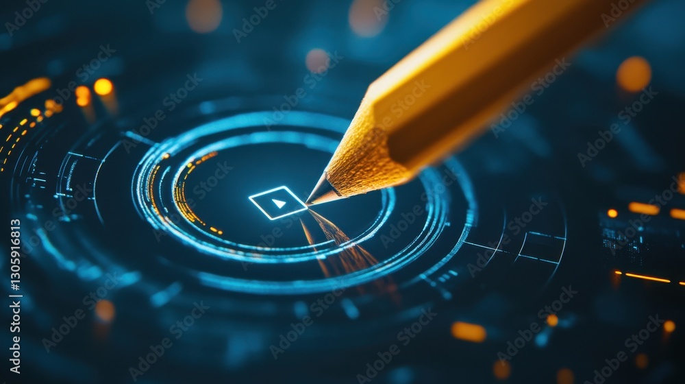 Aufkleber cursor hovering over an edit icon, with a pencil floating nearby, digital editing interface