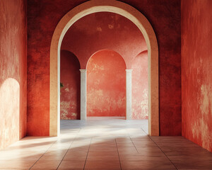 red door in a stone wall