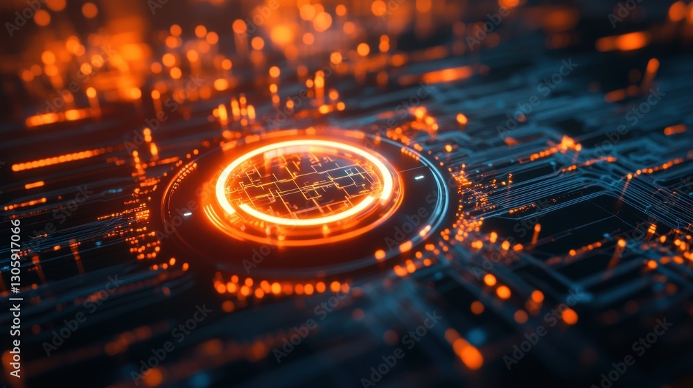 Poster cyber risk protection visualization, futuristic shield icon glowing against a backdrop of moving enc