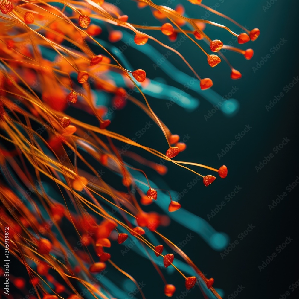 Poster abstract representation of planck scale physics with fiery red elements