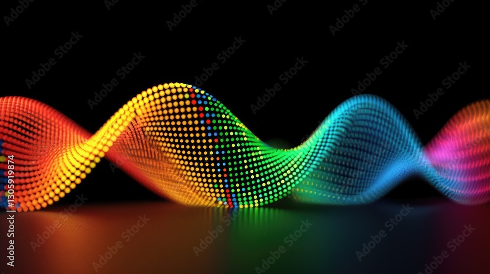 Poster abstract representation of quantum field theory in colorful wave patterns