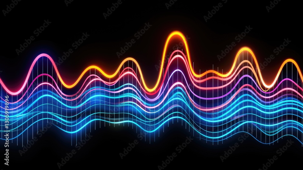 Poster abstract representation of tachyonic field theory with colorful wave patterns