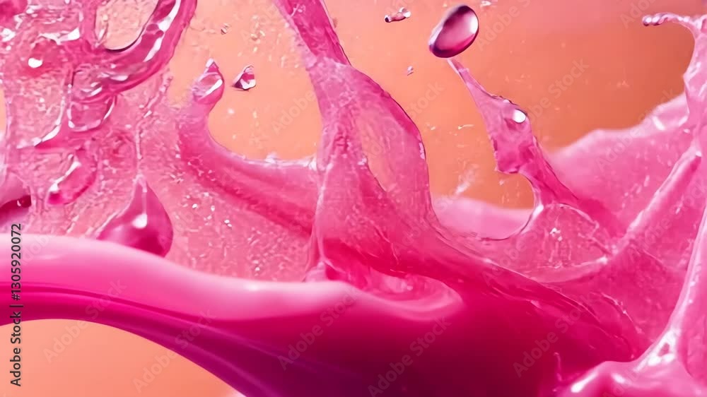 Aufkleber vibrant pink liquid splash in motion creates dynamic droplets and textures, showcasing fluid design 