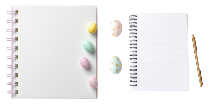 Easter, teacher, background, Pastel colored lesson planner with Easter eggs and blank notebook
