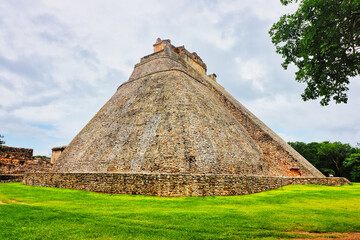 South view of the Unique elliptical sided Great Pyramid of the Magician or Dwarf, built by the...