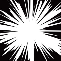 Obraz premium Black and white comic radiation background digital vector illustration
