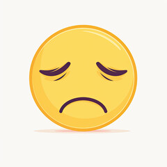 Fototapeta premium Sad emoji with closed eyes and frown, expressing disappointment