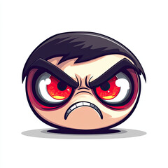 Fototapeta premium Angry chibi character with glowing red eyes and exaggerated facial features