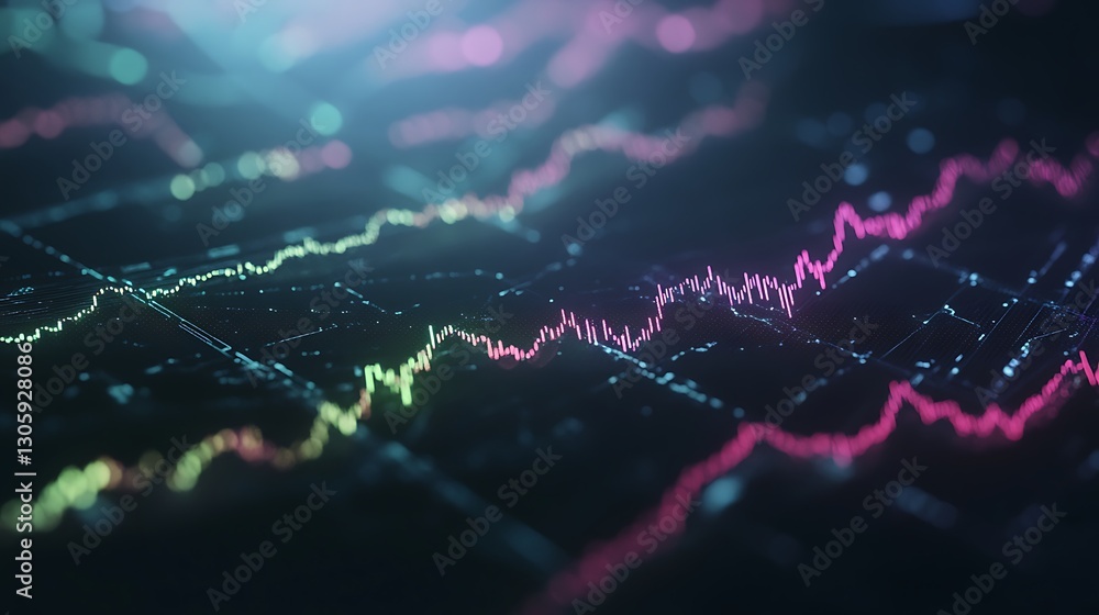Poster ahmadwahyuutomo776@gmail.com Futuristic stock market visualization with cyber enhancements, ideal for modern finance themes.