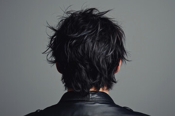 Men with healthy messy hair back view. Best for photography model shampoo product