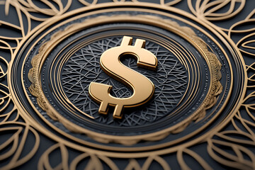 Obraz premium Luxurious Shiny Gold Coin with Embossed Dollar Sign