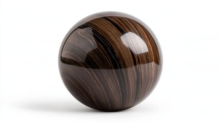 Polished dark sphere on white background