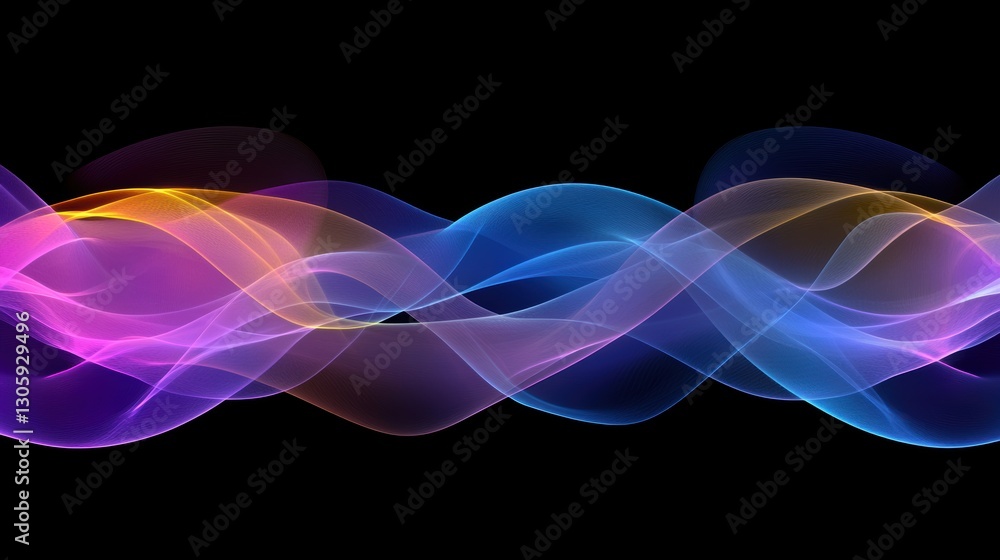 Poster a vibrant wave of light contrasts against a dark background, showcasing an array of colors.