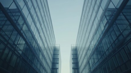 Two tall buildings stand side by side in an urban setting.