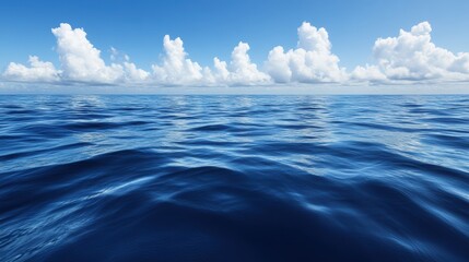 Fototapeta premium A vast water body under a sky filled with clouds.