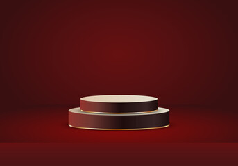 Luxury Red and Gold Podium Stage Background