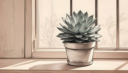 succulent, plant, potted, drawing, illustration, sketch, botanical, artistic, minimal, monochrome, handdrawn, nature, aesthetic, terracotta, pot, vintage, elegant, blackandwhite, detailed, delicate, 