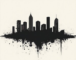 Cityscape silhouette, urban splatter design