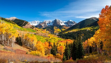 the view overlooking telluride mountains in the fall season