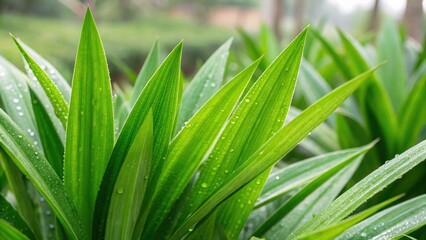 Obraz premium Green Leaves: Pandan or Screwpine Close-Up
