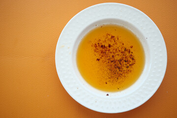 used cooking oil in frying pan.