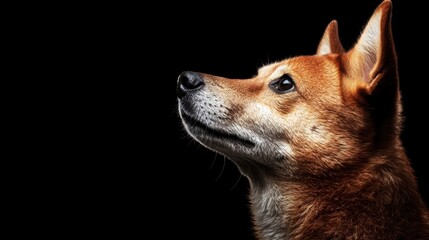 Striking Profile of a Shiba Inu Against a Dark Background