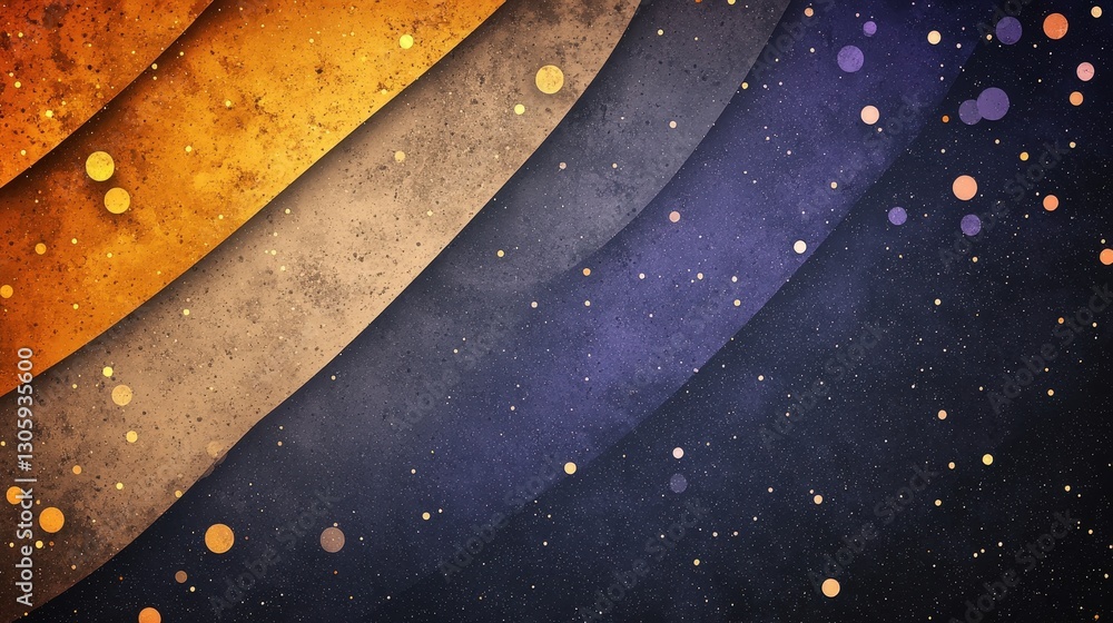 Aufkleber abstract gradient pattern in golden orange and deep purple with sparkling dots
