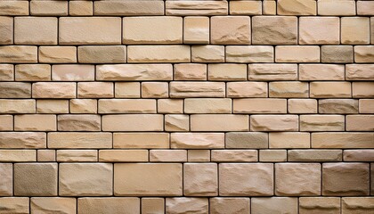Obraz premium Brick wall seamless texture. Beige stone pattern background