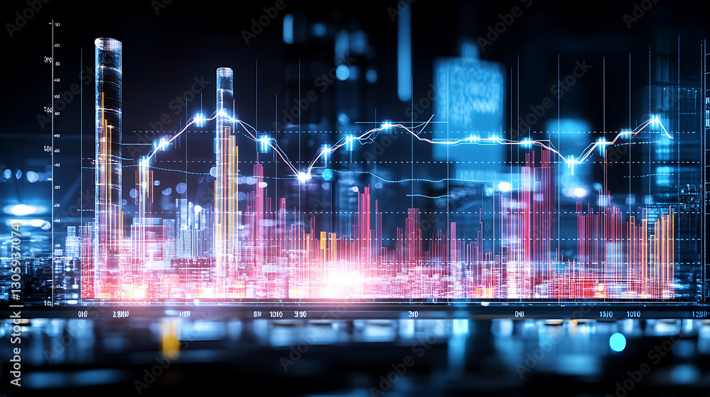 Poster analyzing financial trends through data visualization in urban environments a modern perspective