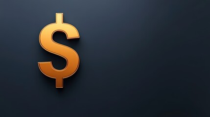 Shiny Golden Dollar Sign Against Dark Background