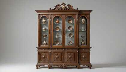 Elegant wooden display cabinet modern interior furniture studio close-up design