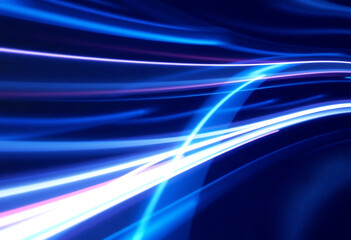 Dynamic Blue Light Trails in Motion