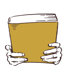 本を持つ手のイラスト。ベクターイラスト素材。