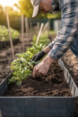 Fototapeta premium Gardener working in garden in Spring.