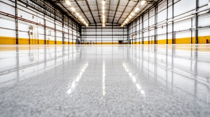Polished Epoxy Resin Floor in Modern Industrial Warehouse