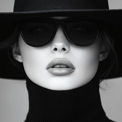 Stylish woman with a fashionable hat and sunglasses, showcasing her trendy look and enjoying a bright sunny day © Alyn Baby