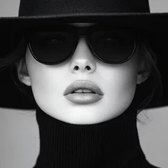 Stylish woman with a fashionable hat and sunglasses, showcasing her trendy look and enjoying a bright sunny day © Alyn Baby