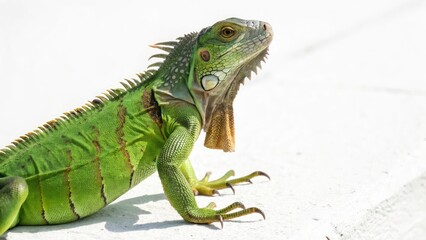 Obraz premium Drone Photography: Green Iguana Sunrise - Aerial View, Reptile, Lizard, Wildlife, Nature