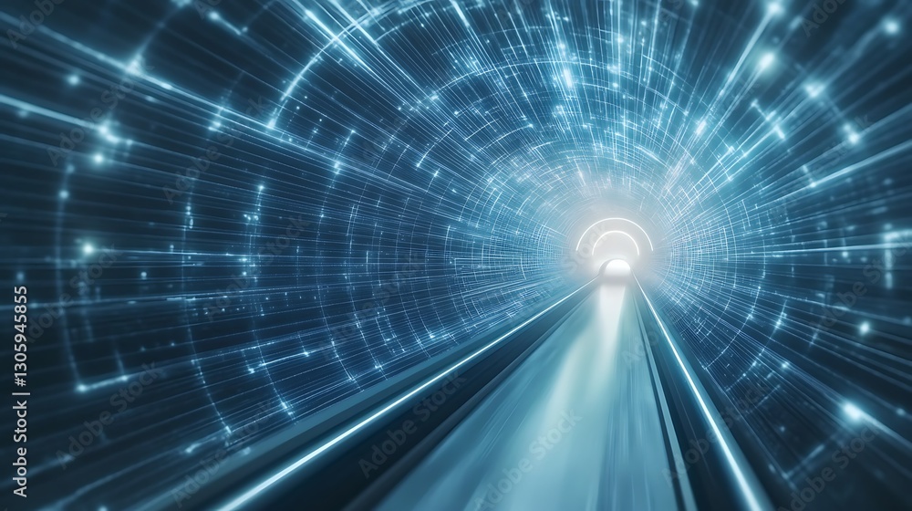 Poster High-speed hyperloop transportation concept image featuring innovative design and technology.