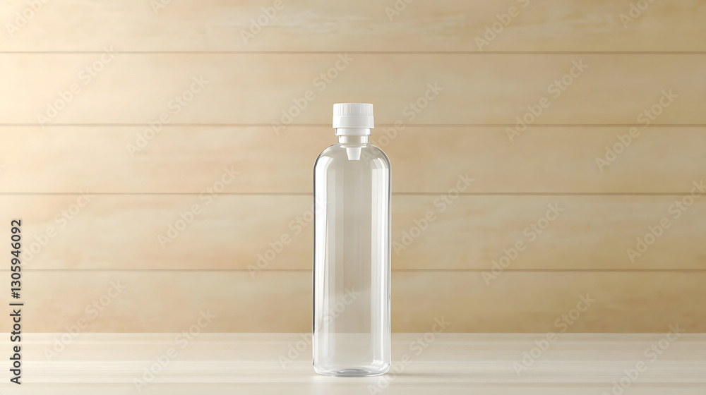 Poster clear pet plastic squeeze bottle with a simple flip top cap design unbranded and minimalist product 