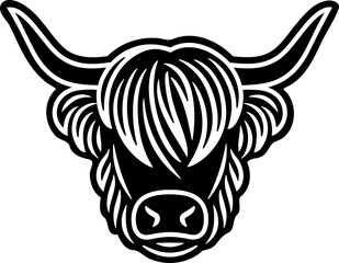 Highland Cow Face Reverse Silhouette