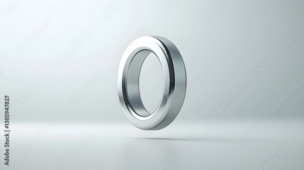 Poster close up shot of a sleek and shiny neodymium magnet in a polished silver finish appearing to float e