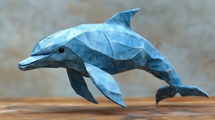Leaping Dolphin Origami, Wooden Surface
