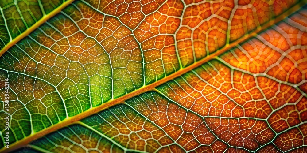 Wall mural intricate macro shot of a leaf with fine network of veins resembling botanical structures