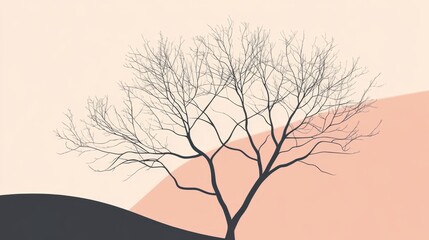 Obraz premium Creating abstract minimalist line art of a tree with delicate branches in a modern design studio setting