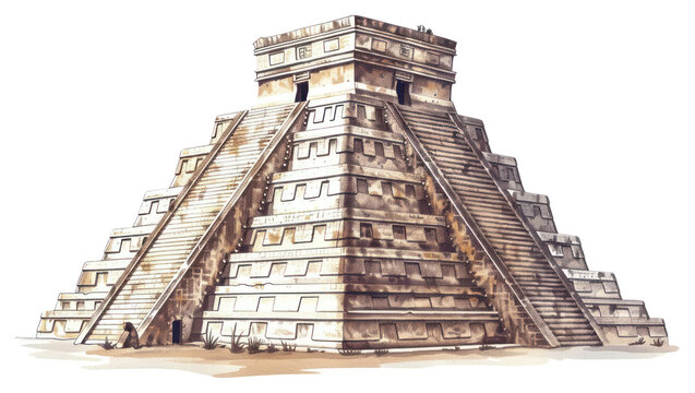 PNG  Ancient Mayan pyramid illustration