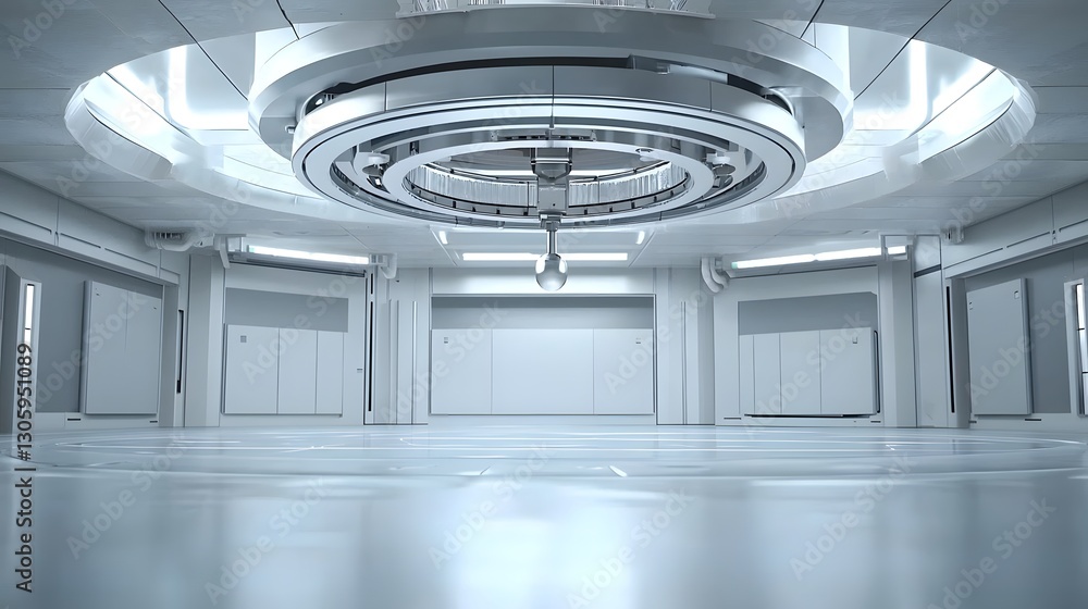 Poster Detailed shot of a magnetic levitation system suspending and lifting a small metallic object in a clean minimalist studio environment with glass steel and gray tones  This futuristic