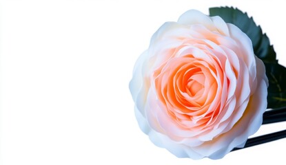 Delicate Peach Rose Bloom on a Minimalist Background