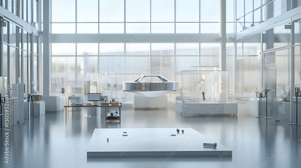 Poster detailed view of a scientific experiment showcasing magnetic levitation with a superconductor materi