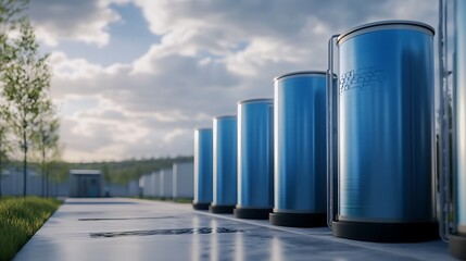 Futuristic hydrogen fuel storage tanks design for modern energy solutions.